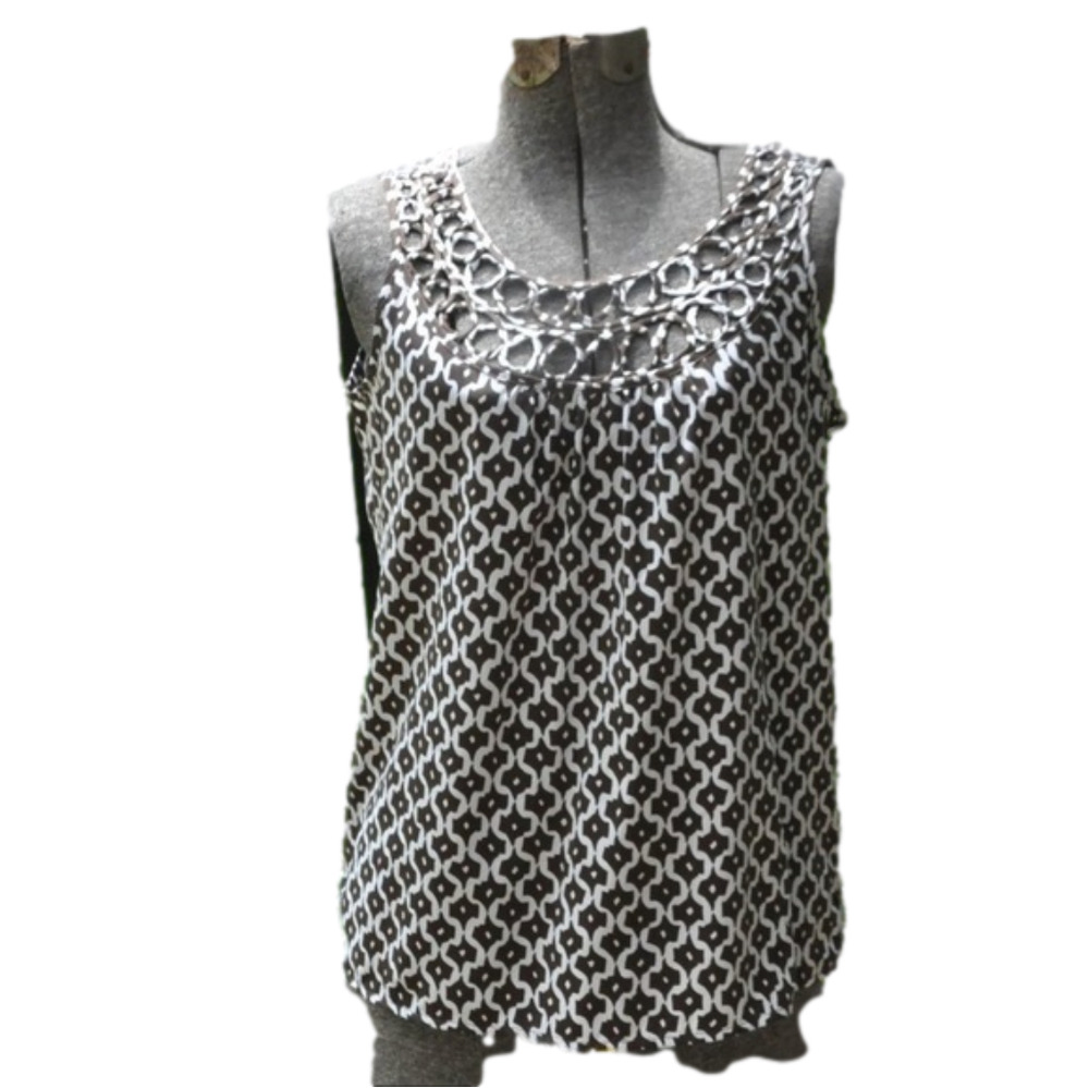 Banana Republic Brown and White Blouse